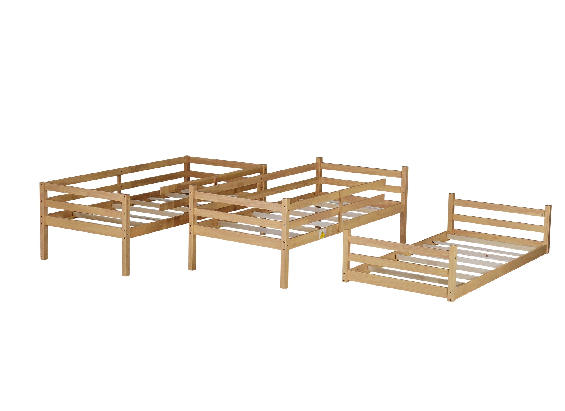 Natural pine wood bunk bed frame