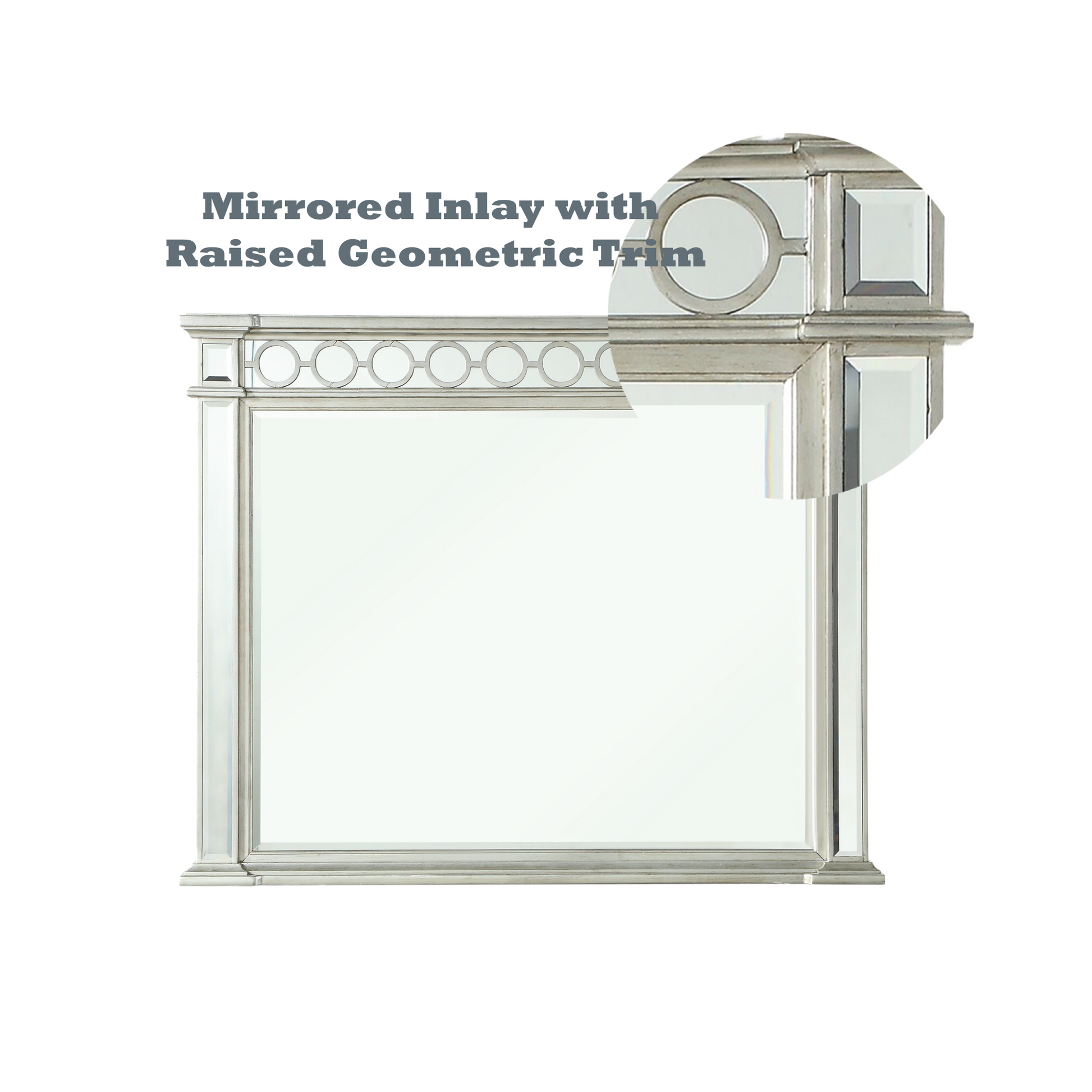 Silver framed mirror with mirrored inlay