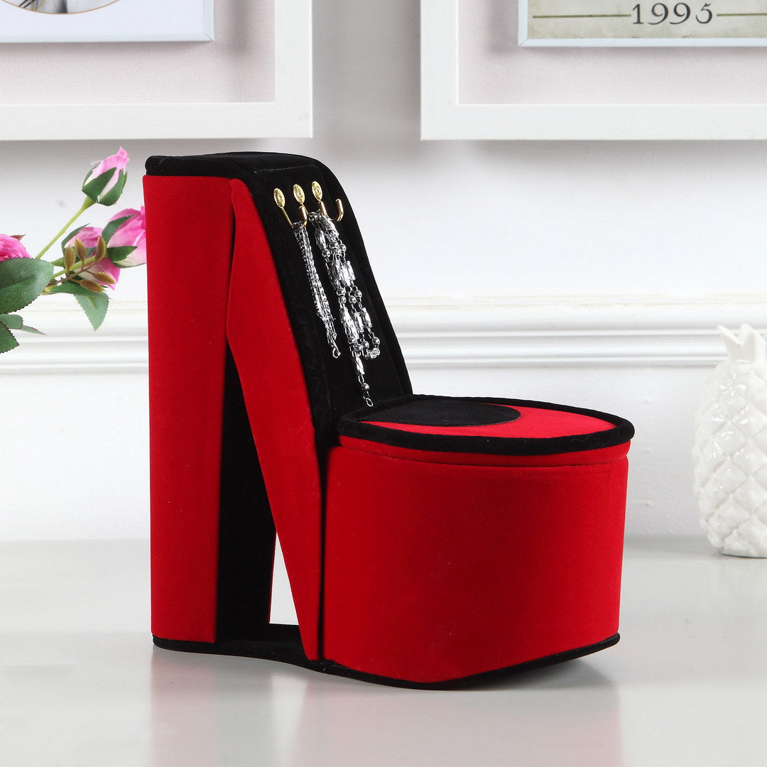 Red velvet high heel jewelry box
