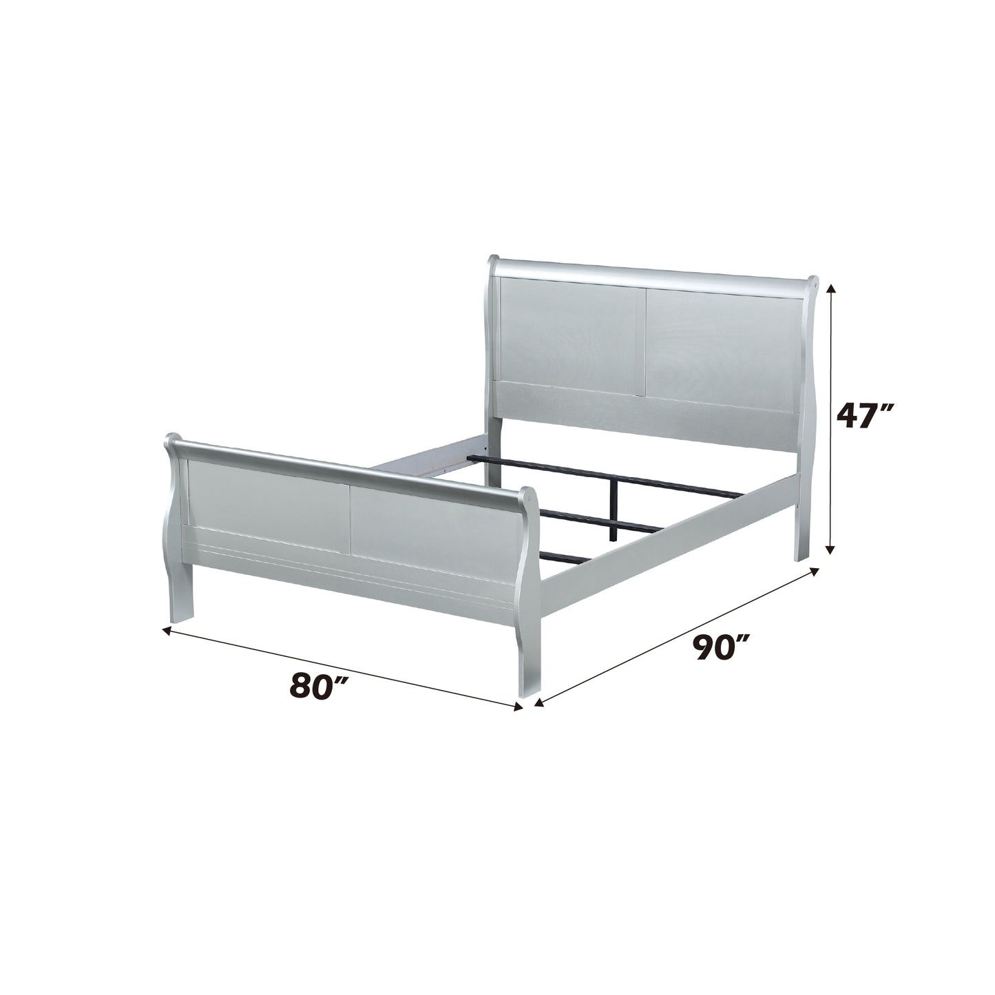 Silver sleigh bed frame