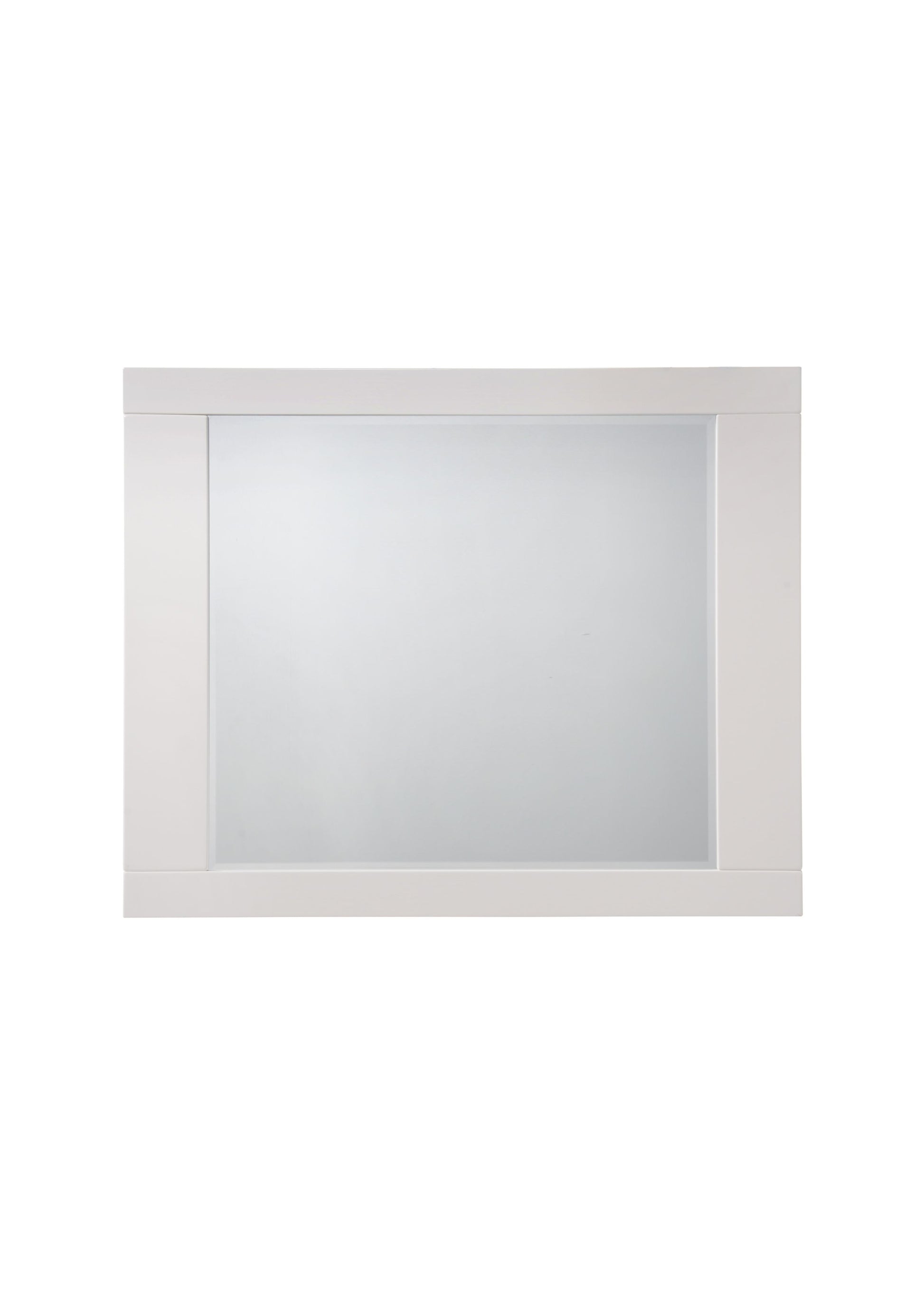 White wooden framed bathroom mirror