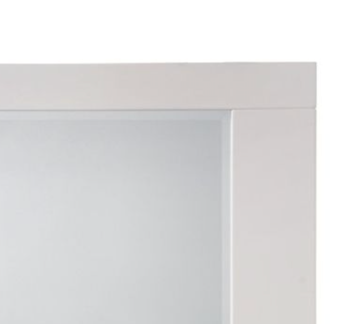 White framed vanity mirror detail