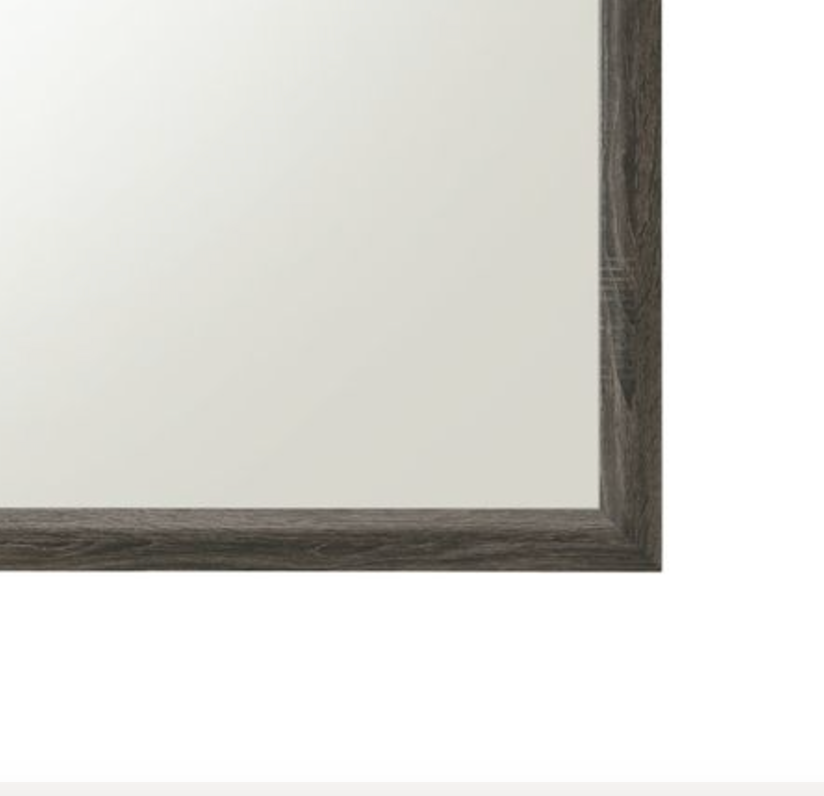 Distressed dark wood framed wall mirror with clean reflective surface