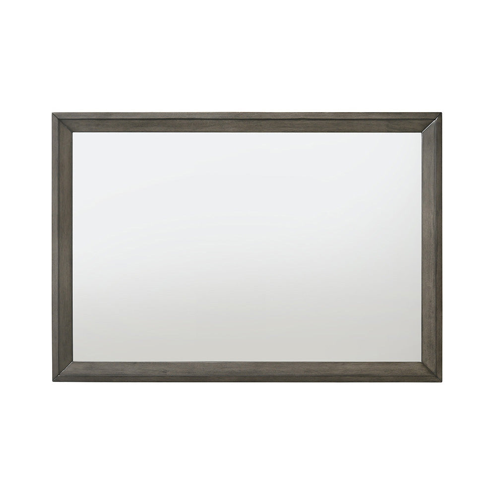 Gray wood framed rectangular wall mirror