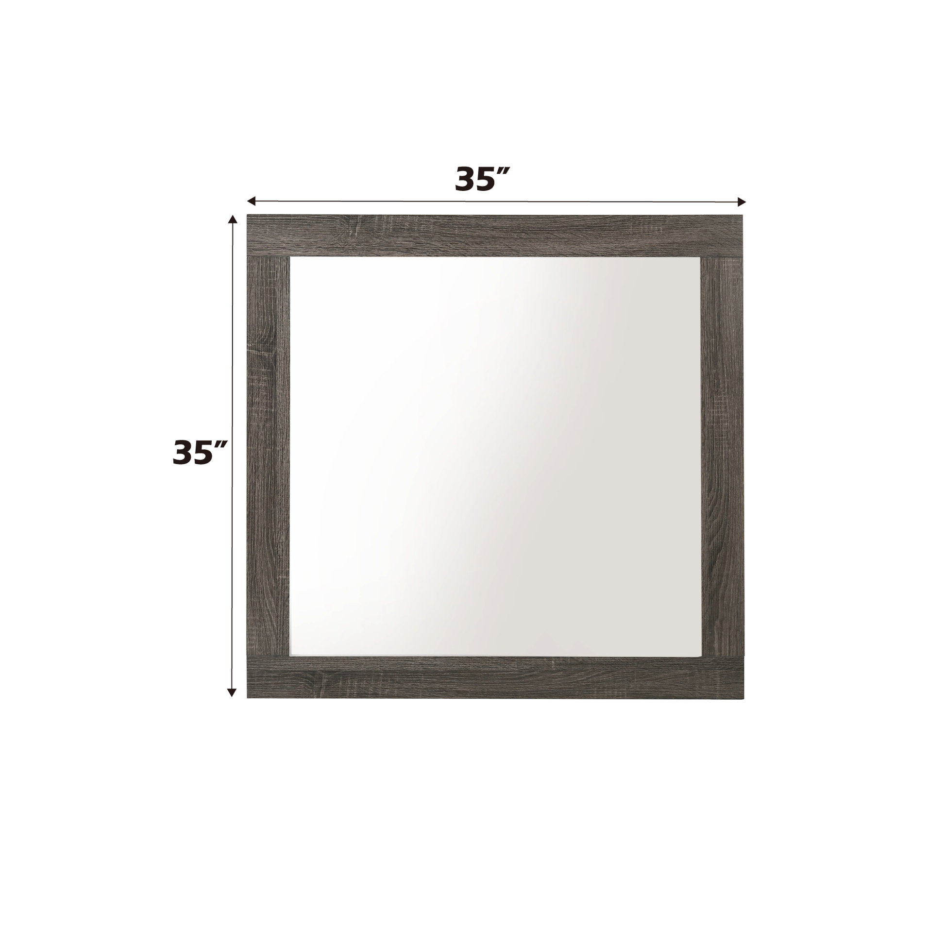 Rustic gray wood framed inch square mirror