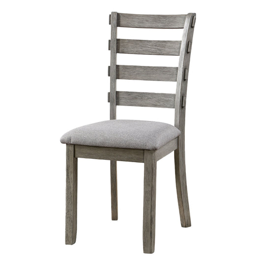TREATLIFE HOME Set of 2 Gray Dining Chairs with Padded Seat and Ladder Back Design, Rustic Style for Kitchen and Dining Room