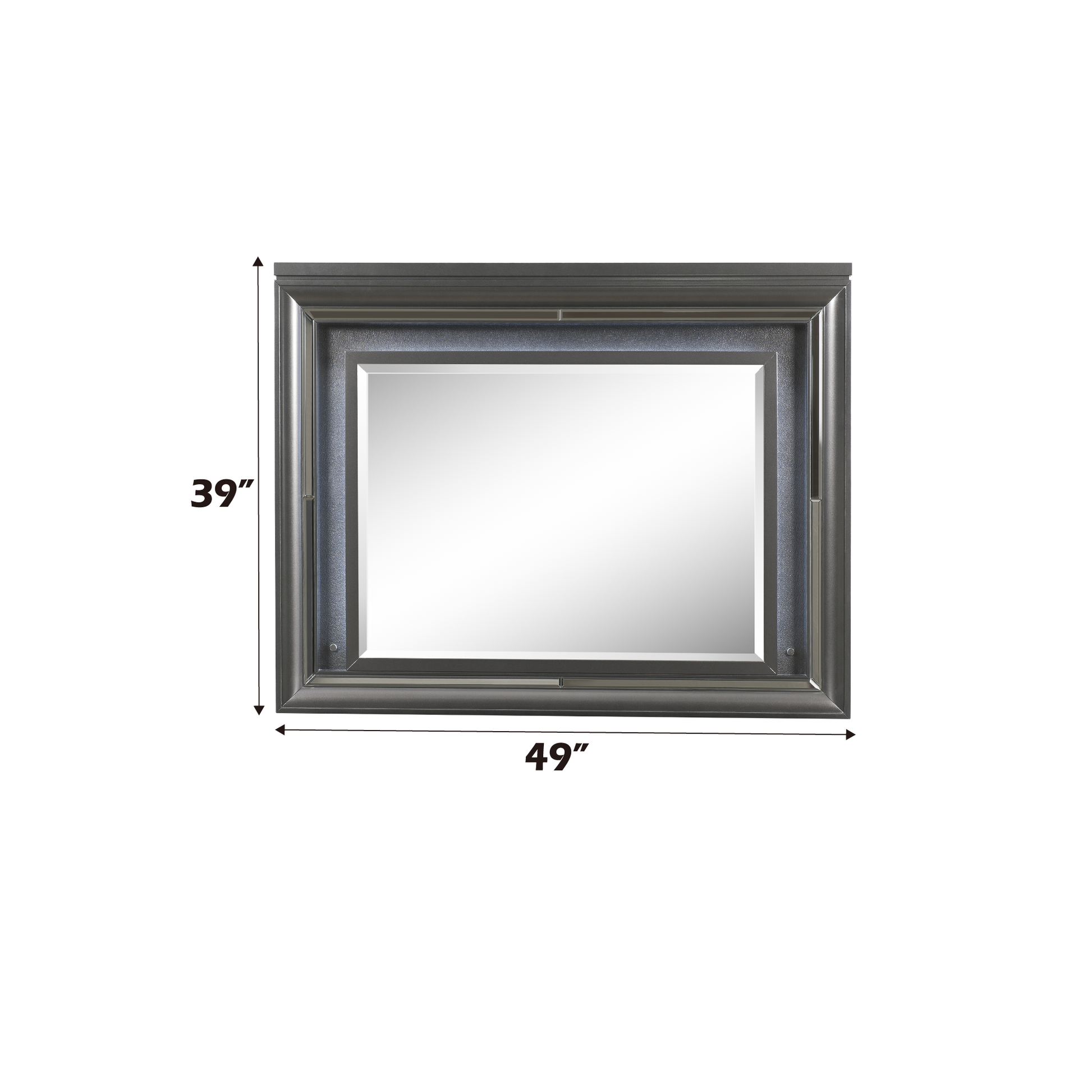 inch wide beveled frame mirror with a textured silver finish perfect for entryways