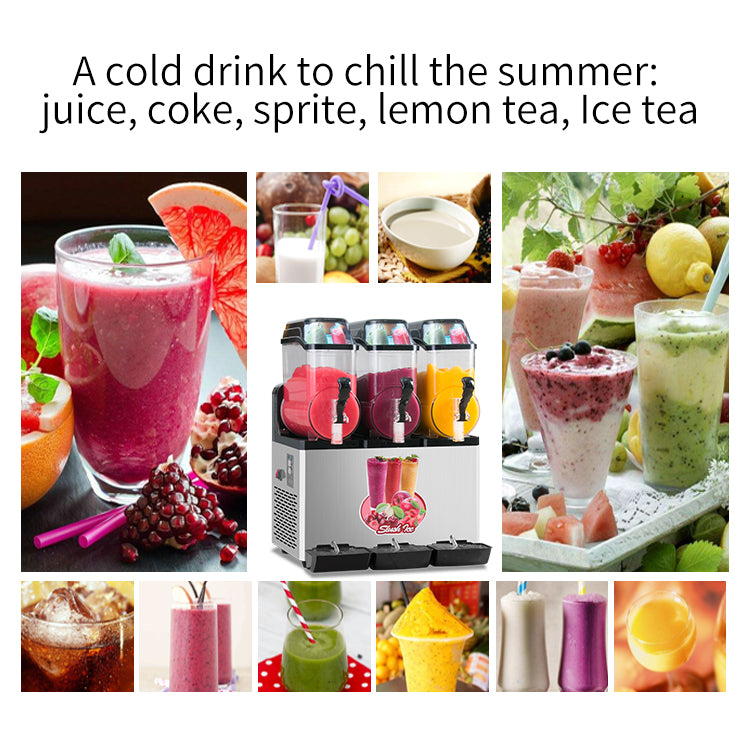 A vibrant red slushie in a glass with grapefruit and pomegranate garnish