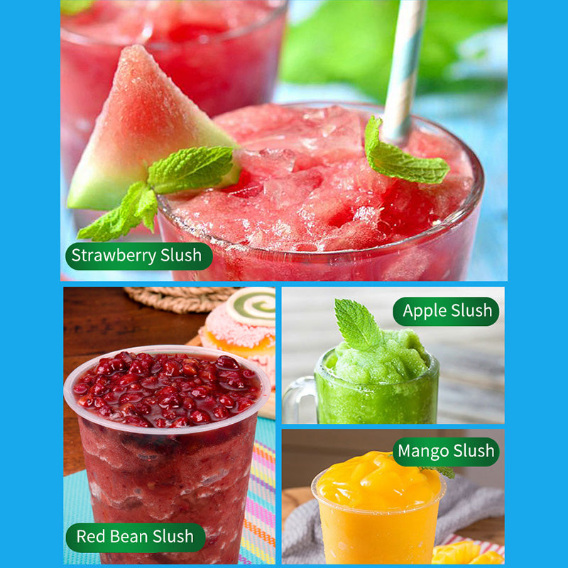Refreshing strawberry slush with mint garnish and a slice of watermelon