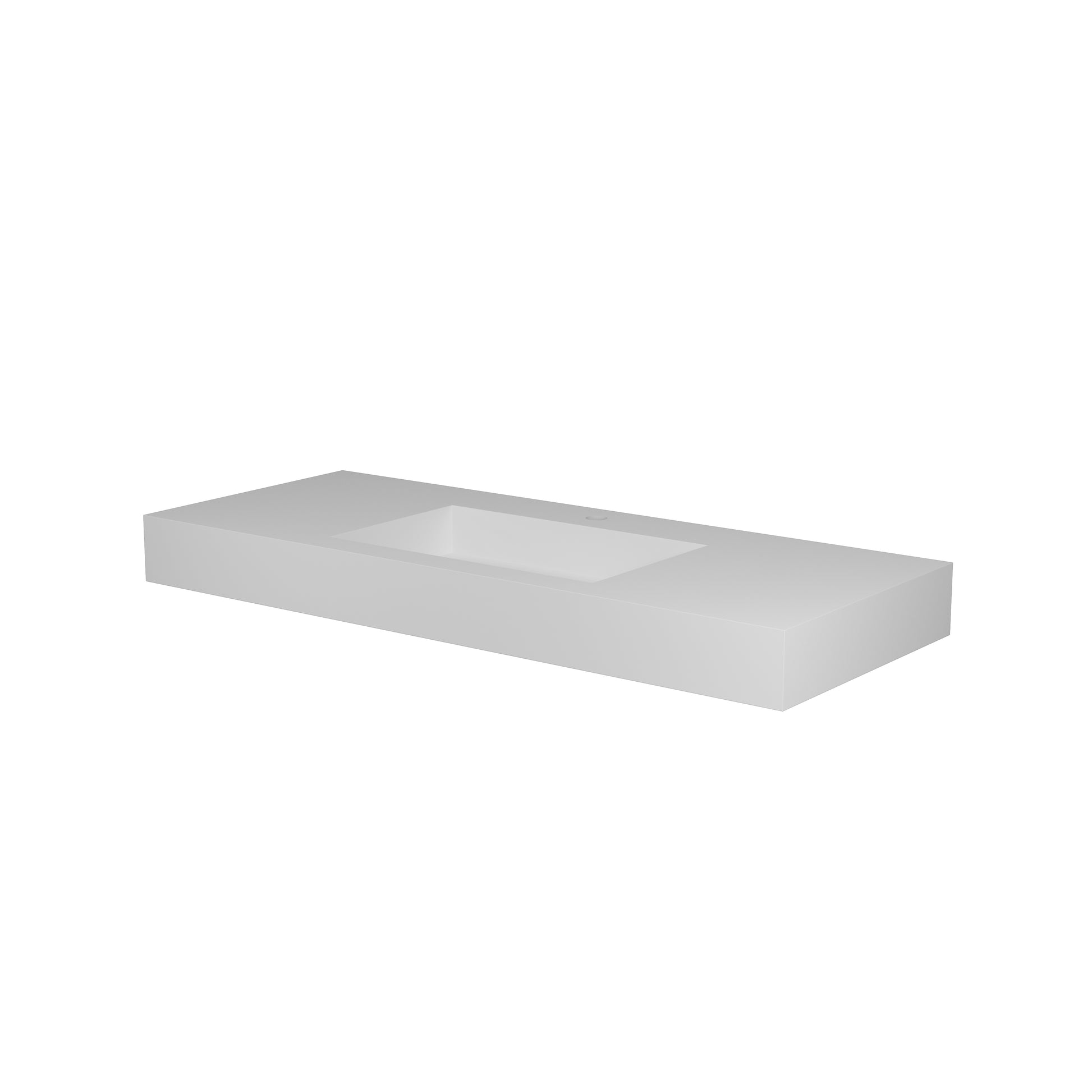 Modern white rectangular bathroom vanity top with integrated sink