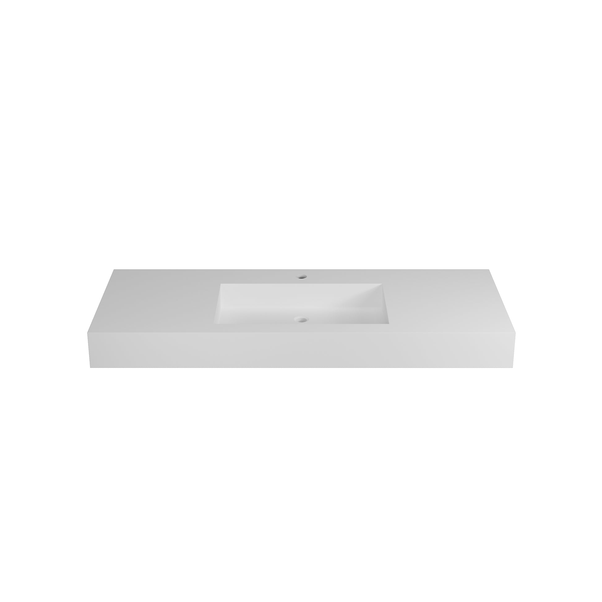 Modern white solid surface bathroom vanity top with integrated sink