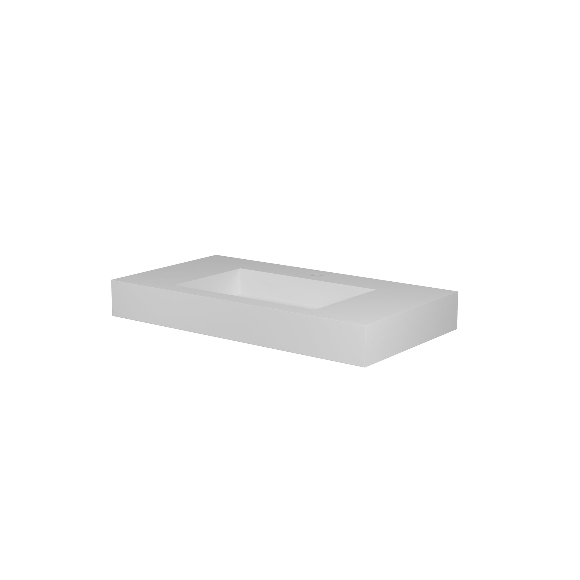 Minimalist white rectangular bathroom sink with a matte finish