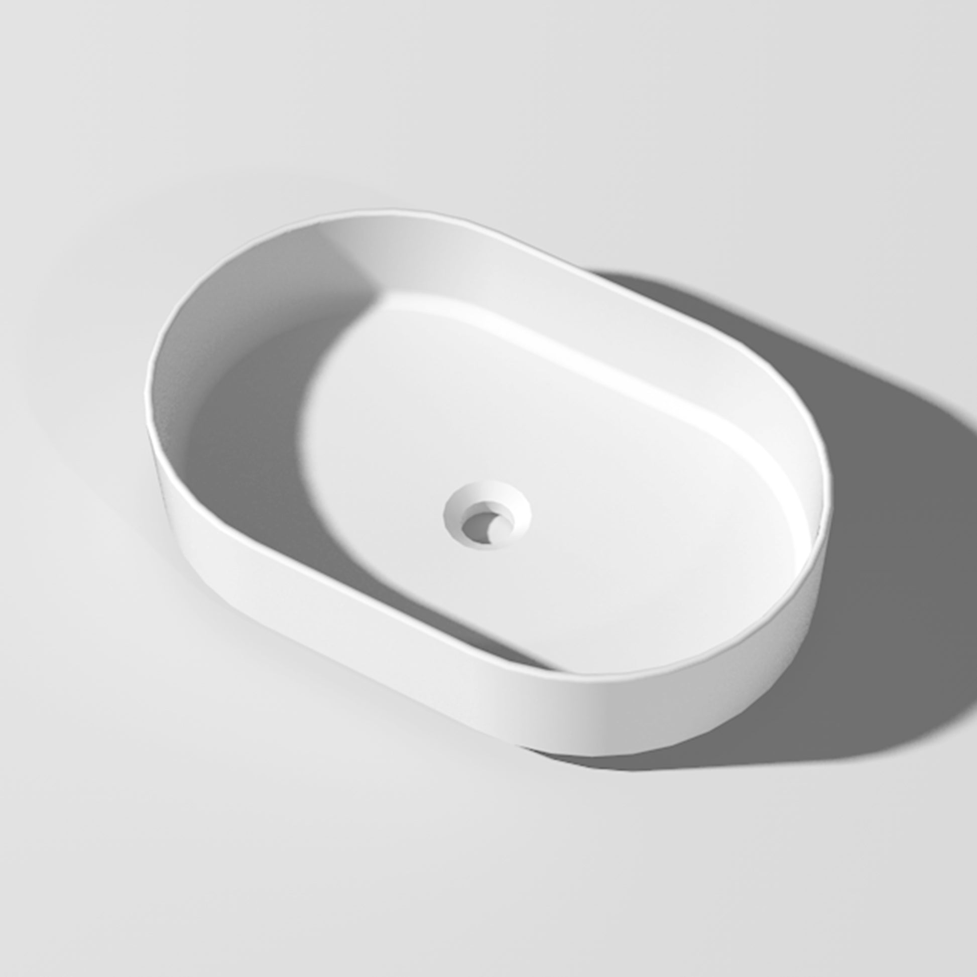 Modern white ceramic vessel bathroom sink oval shape clean minimalist design