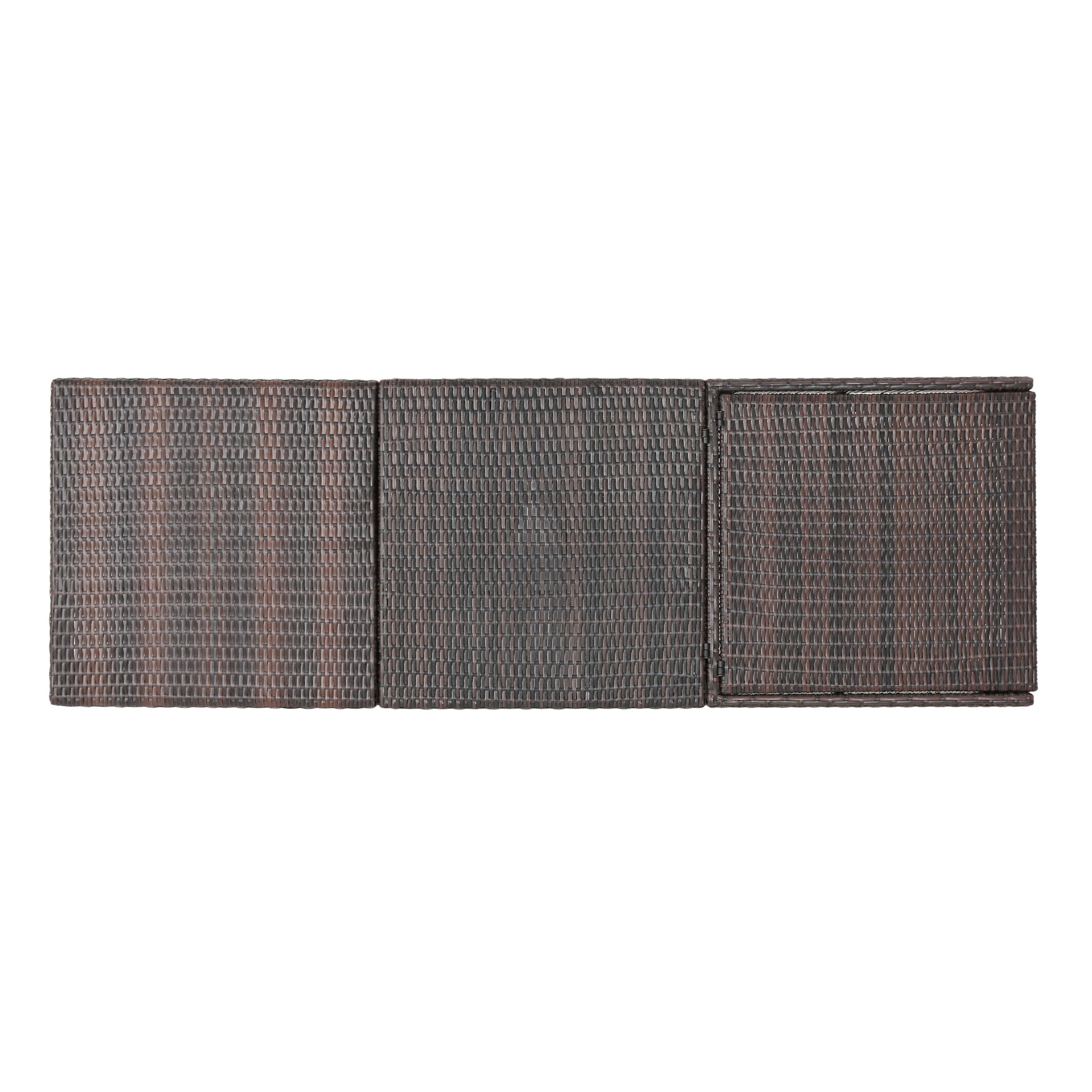 Dark brown wicker storage cube with a textured weave pattern