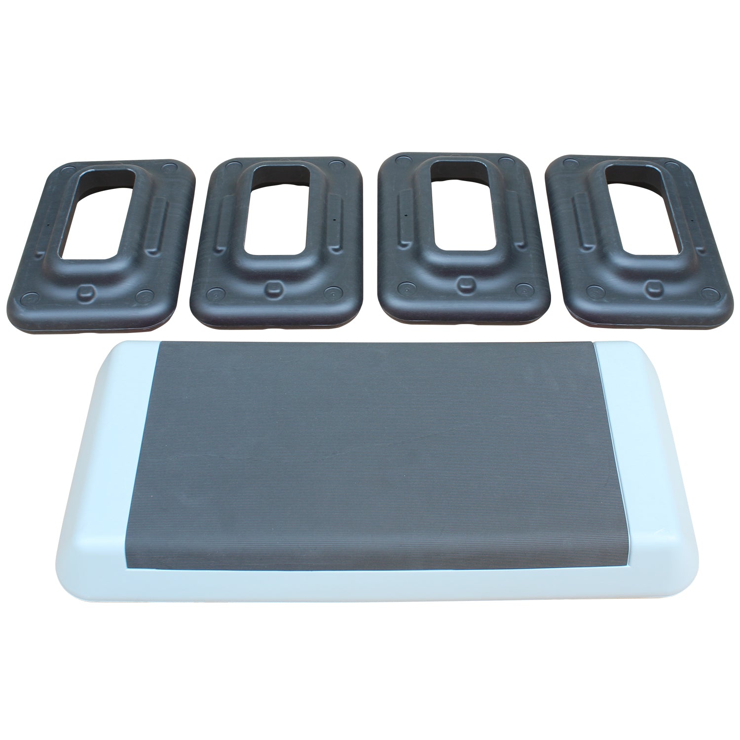 Adjustable aerobic stepper with four risers for versatile home workouts