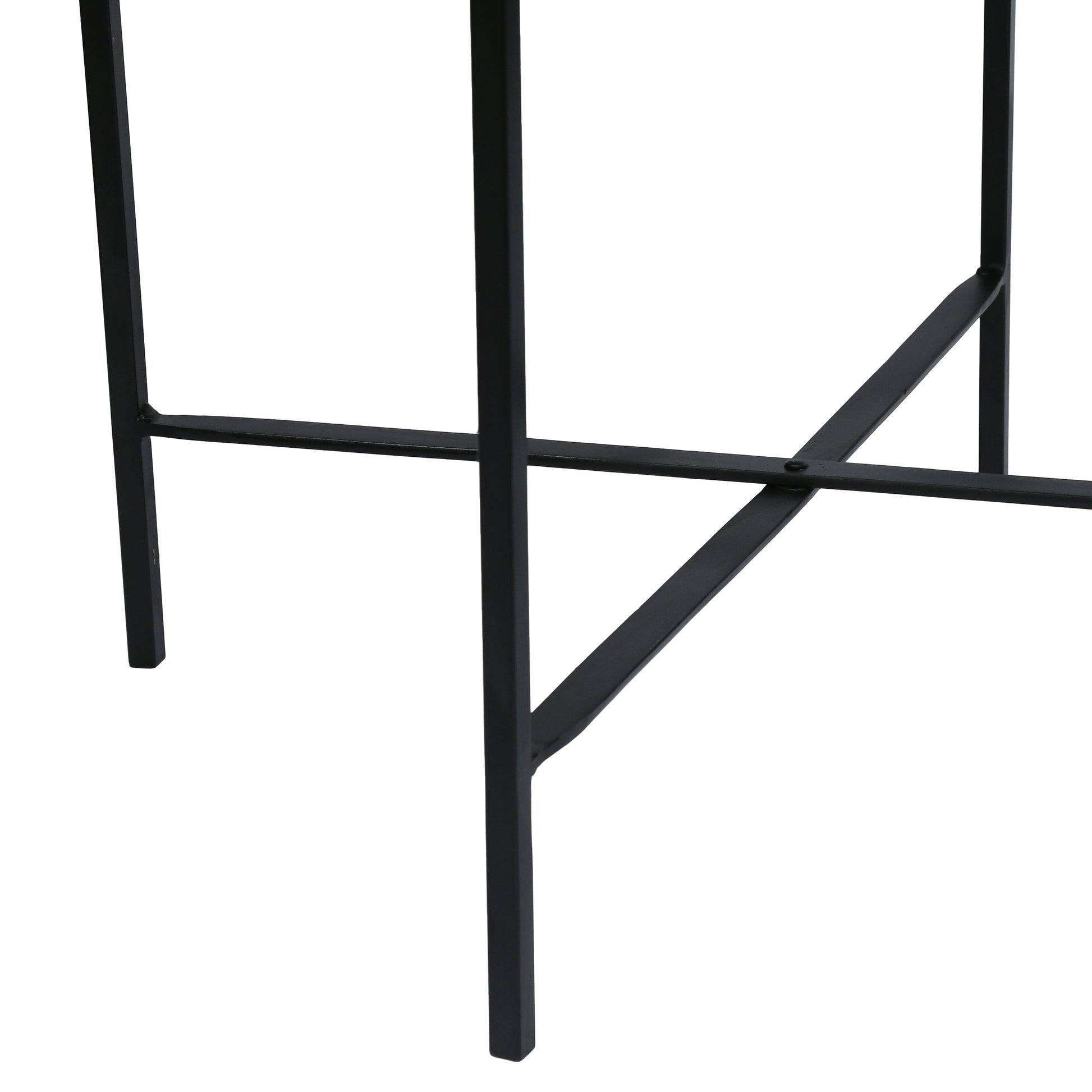 Black metal table legs with cross brace for stability