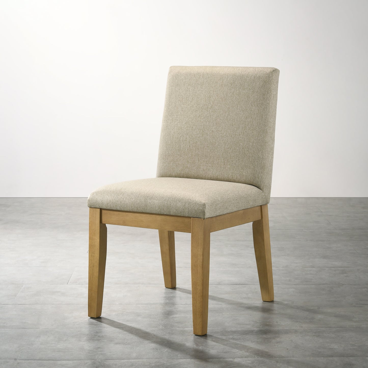 Tapestry upholstered dining chair with natural wood frame