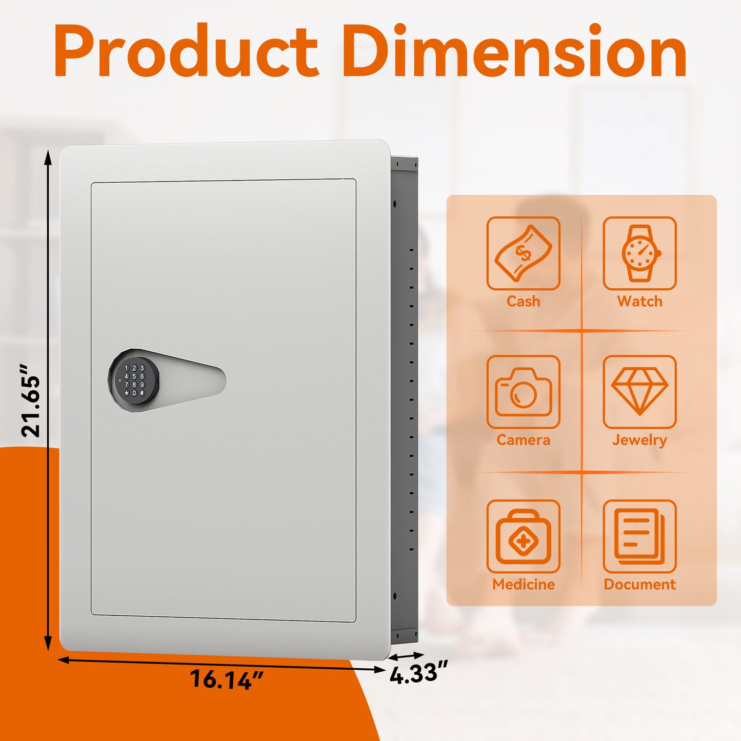 White digital keypad safe with dimensions  x  x