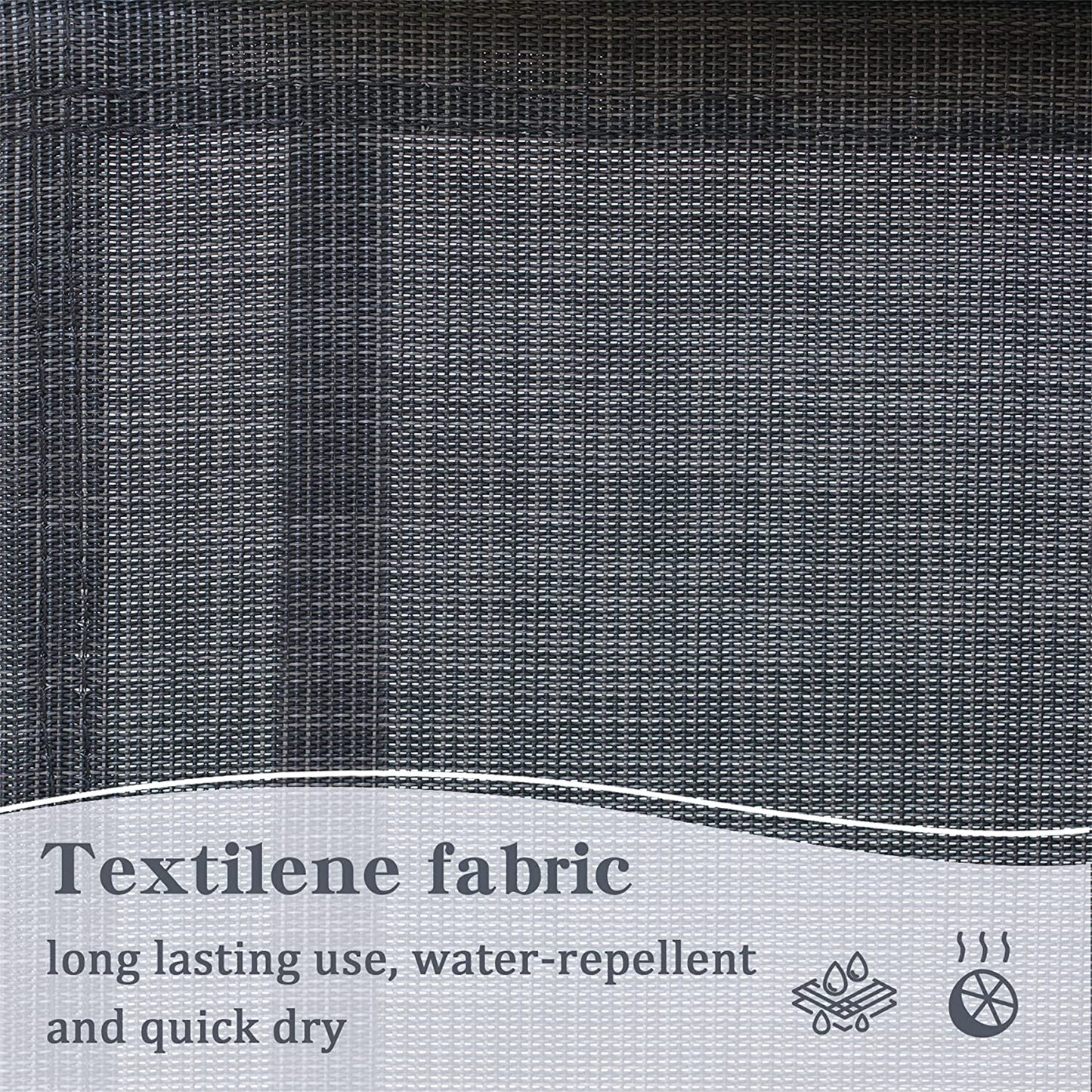 Closeup of durable grey Textilene fabric with woven texture ideal for outdoor furniture