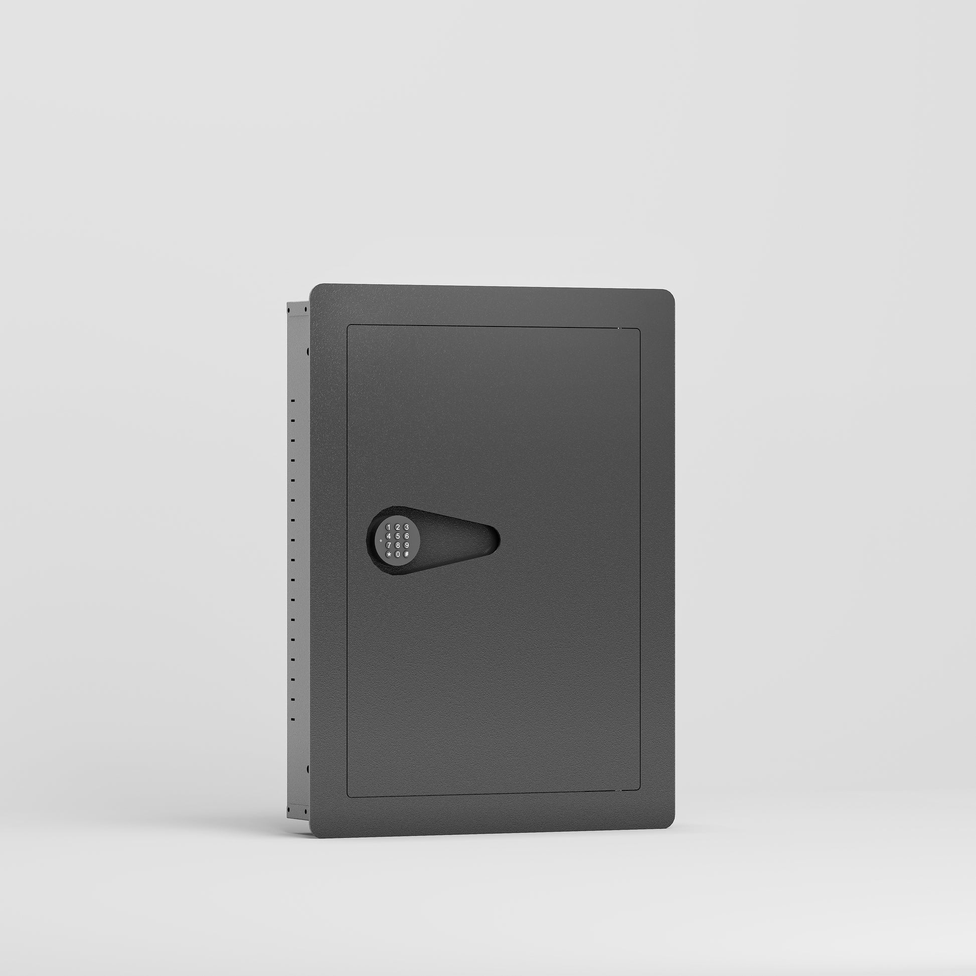 Gray electronic lock safe with a keypad for secure storage
