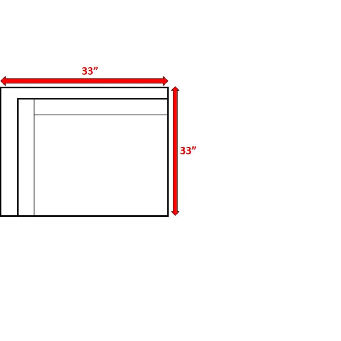 Diagram showing  inch x  inch square dimensions for a corner shelf