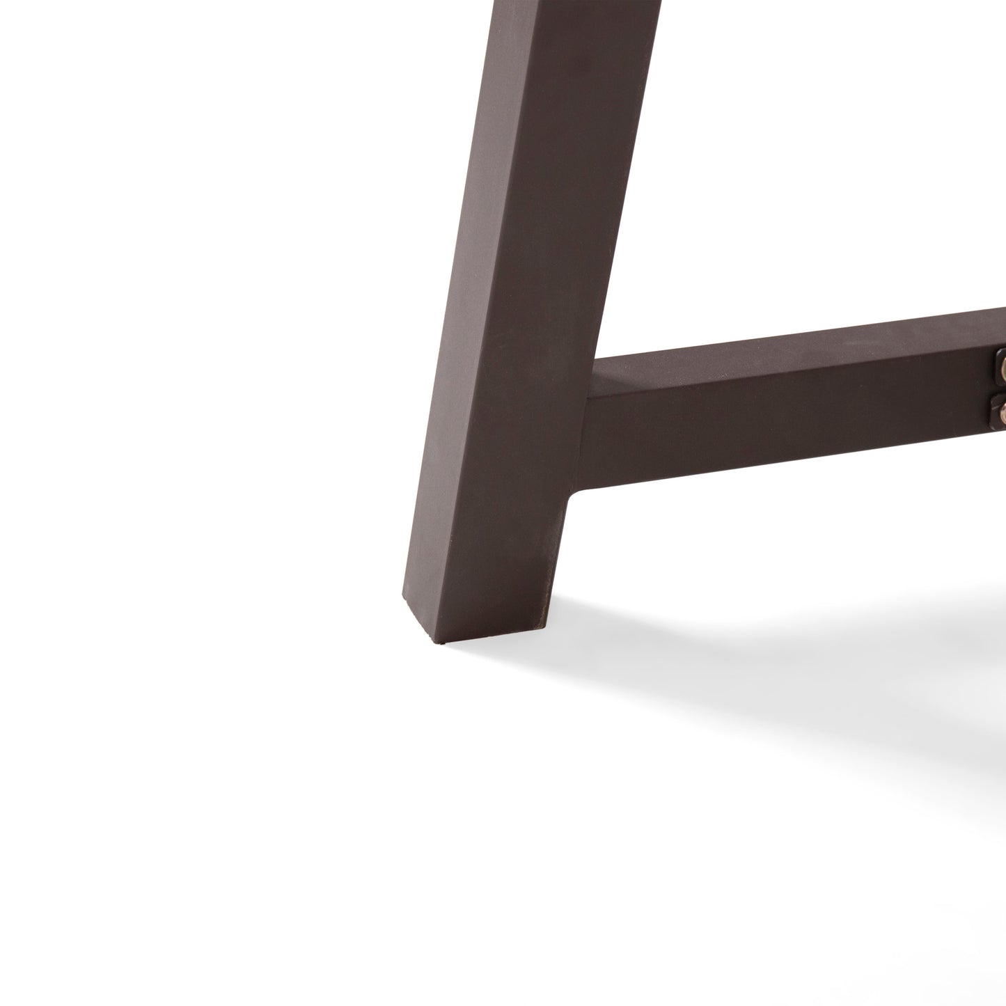 Dark brown metal table leg with brushed finish sturdy construction for modern dining