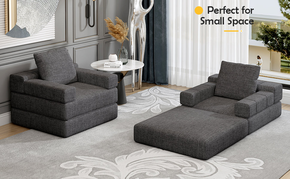Dark grey modular sofa with plush cushions for ultimate comfort