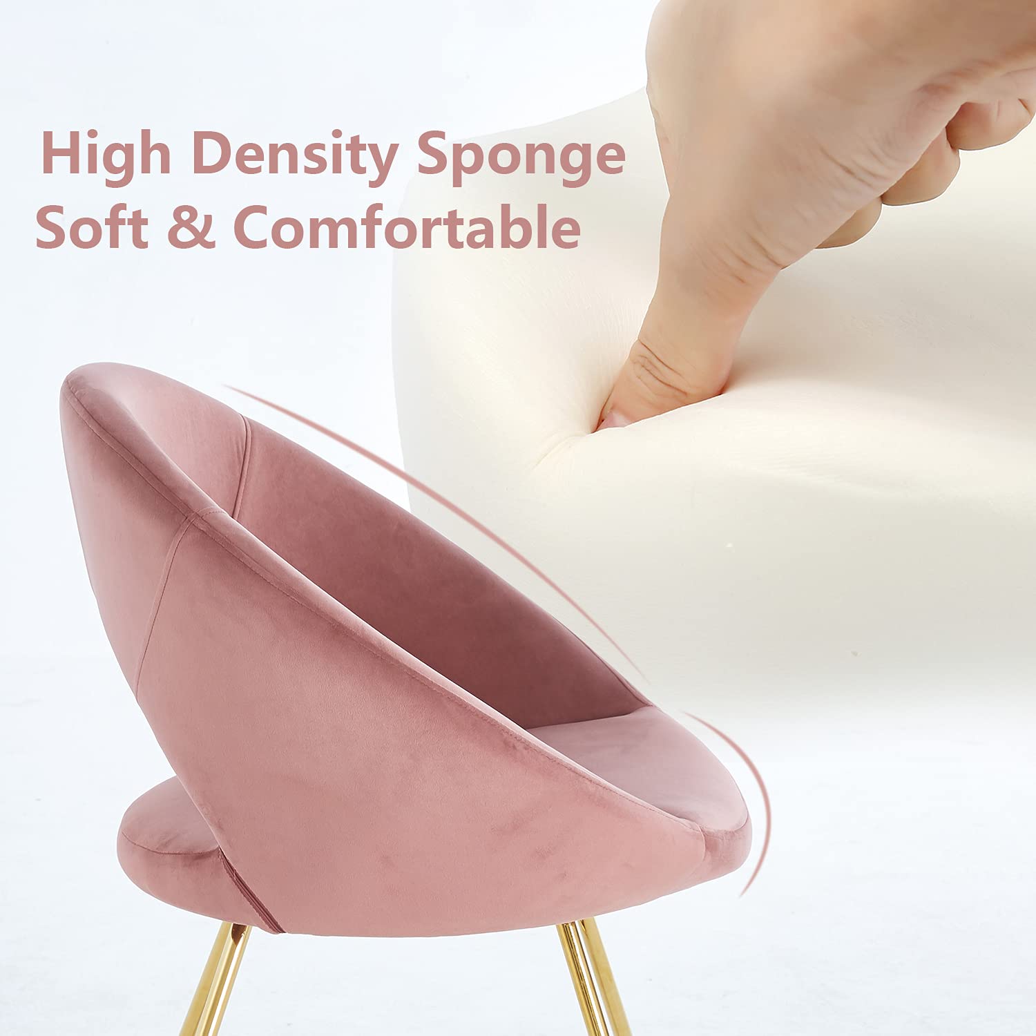 Pink velvet accent chair with gold legs highlighting its soft comfortable cushioning