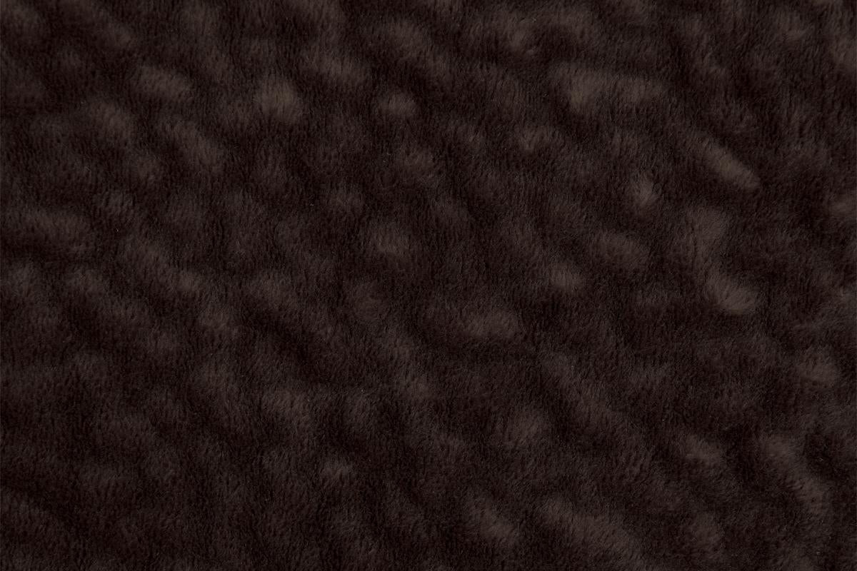 Dark brown plush fabric with a soft textured surface
