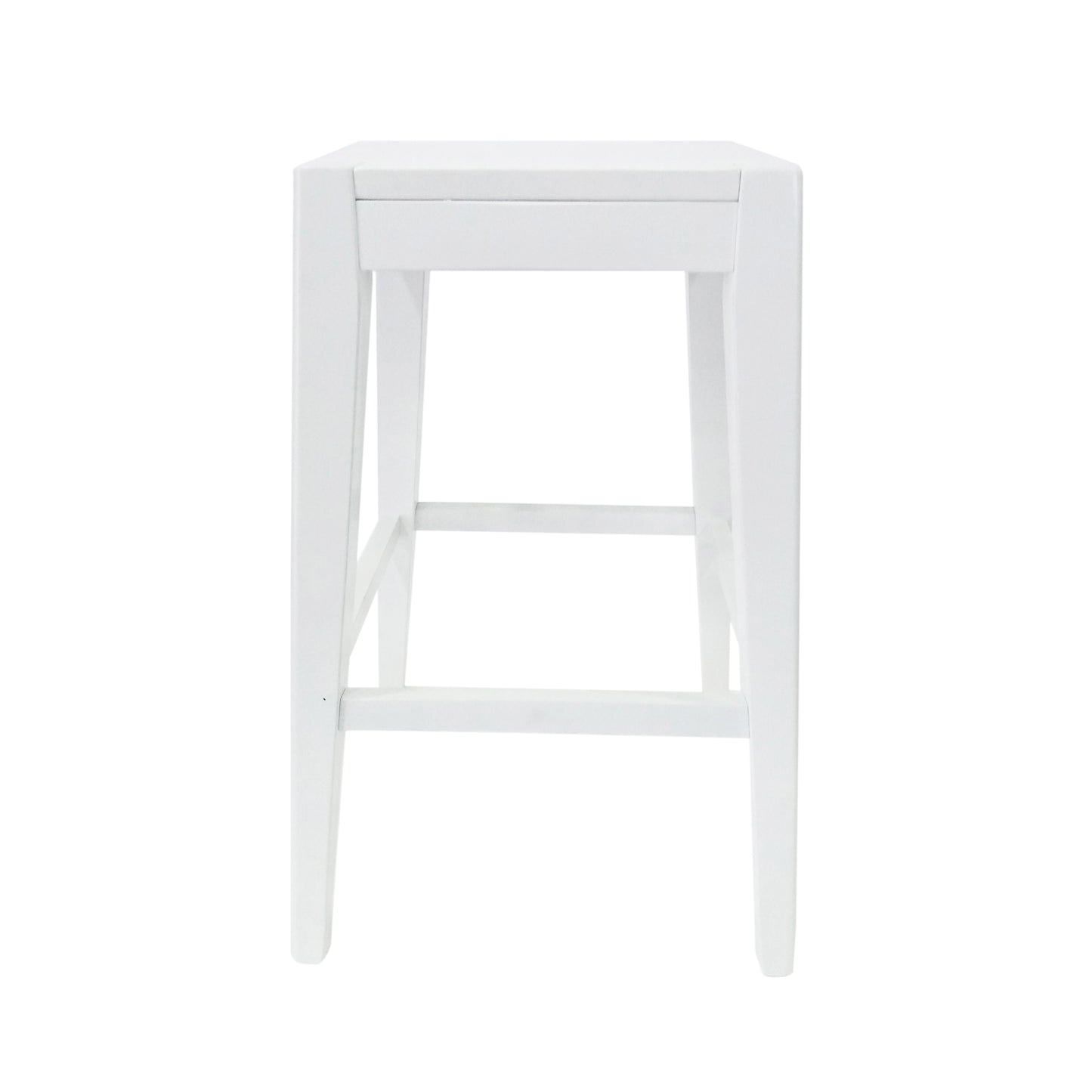 Minimalist white wooden bar stool with clean lines and a simple design