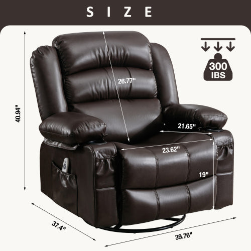 Brown leather recliner chair dimensions shown  H x  W x  D