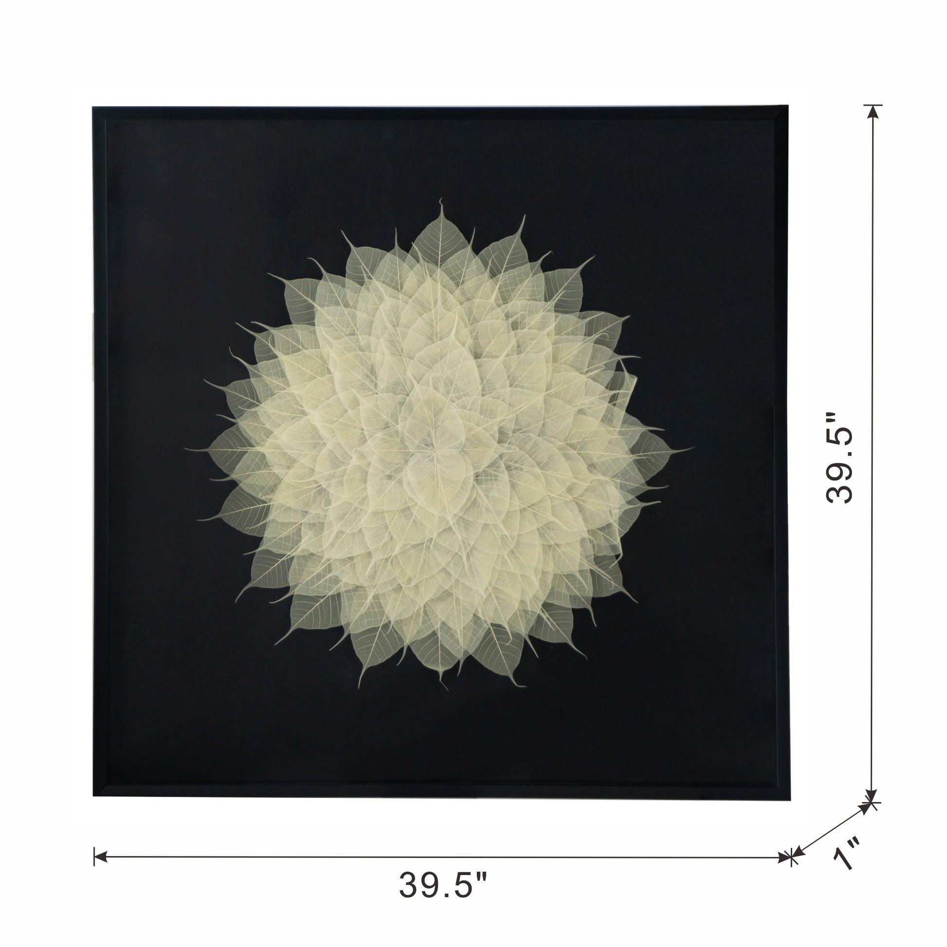 Framed white skeleton leaf wall art botanical mandala design