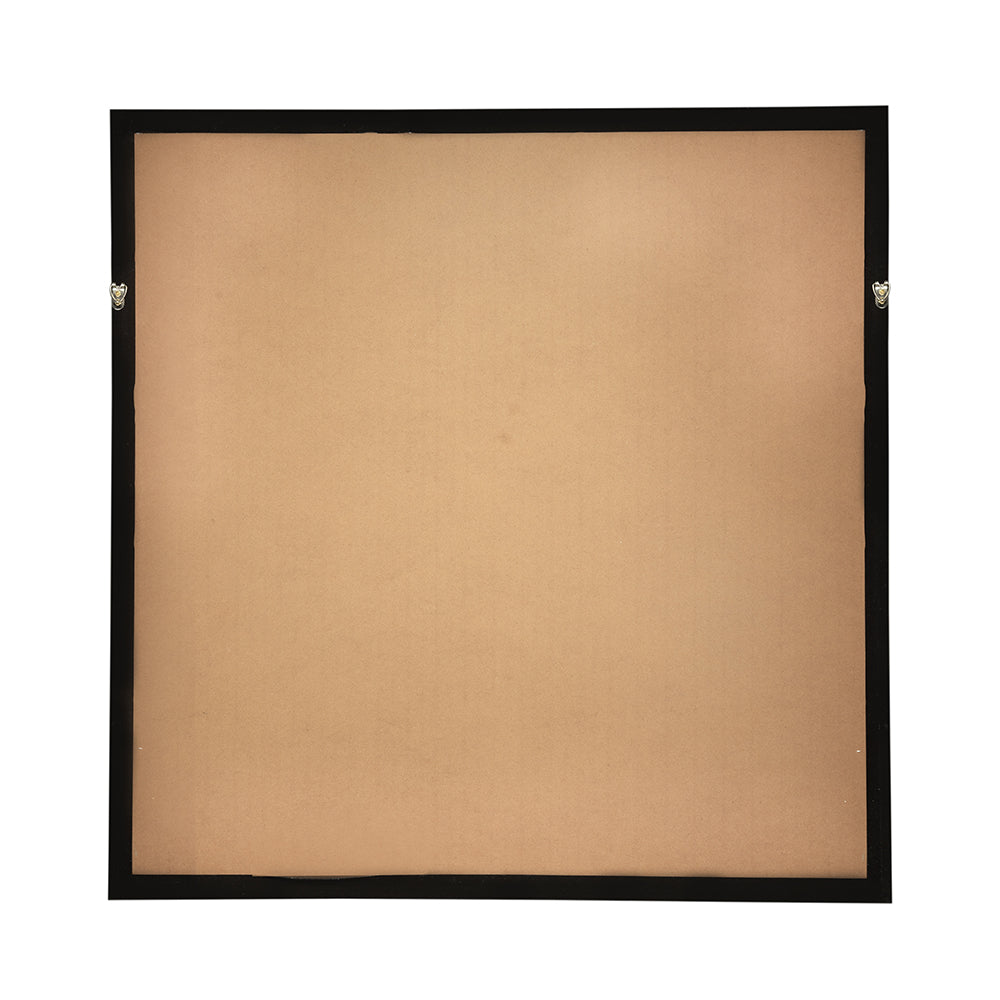 Black framed backing board with hanging hardware for artwork display