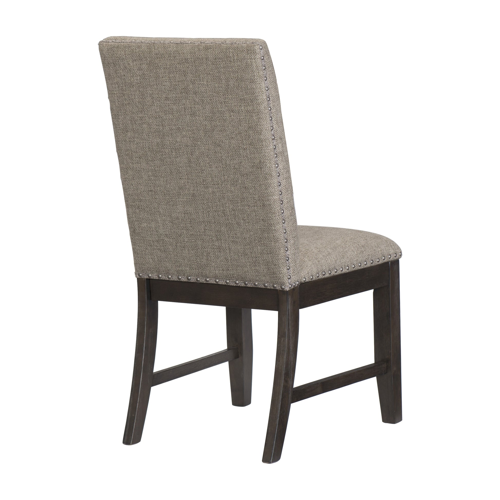 Upholstered dining chair with tufted back and wooden legs