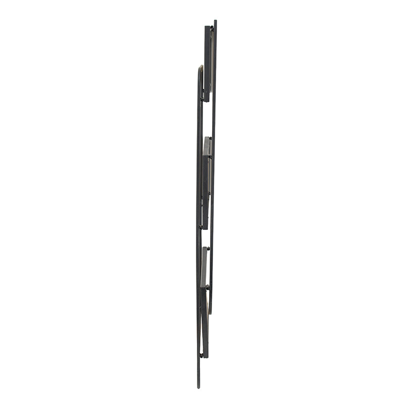 Modern black metal wall art with cascading rectangular shelves