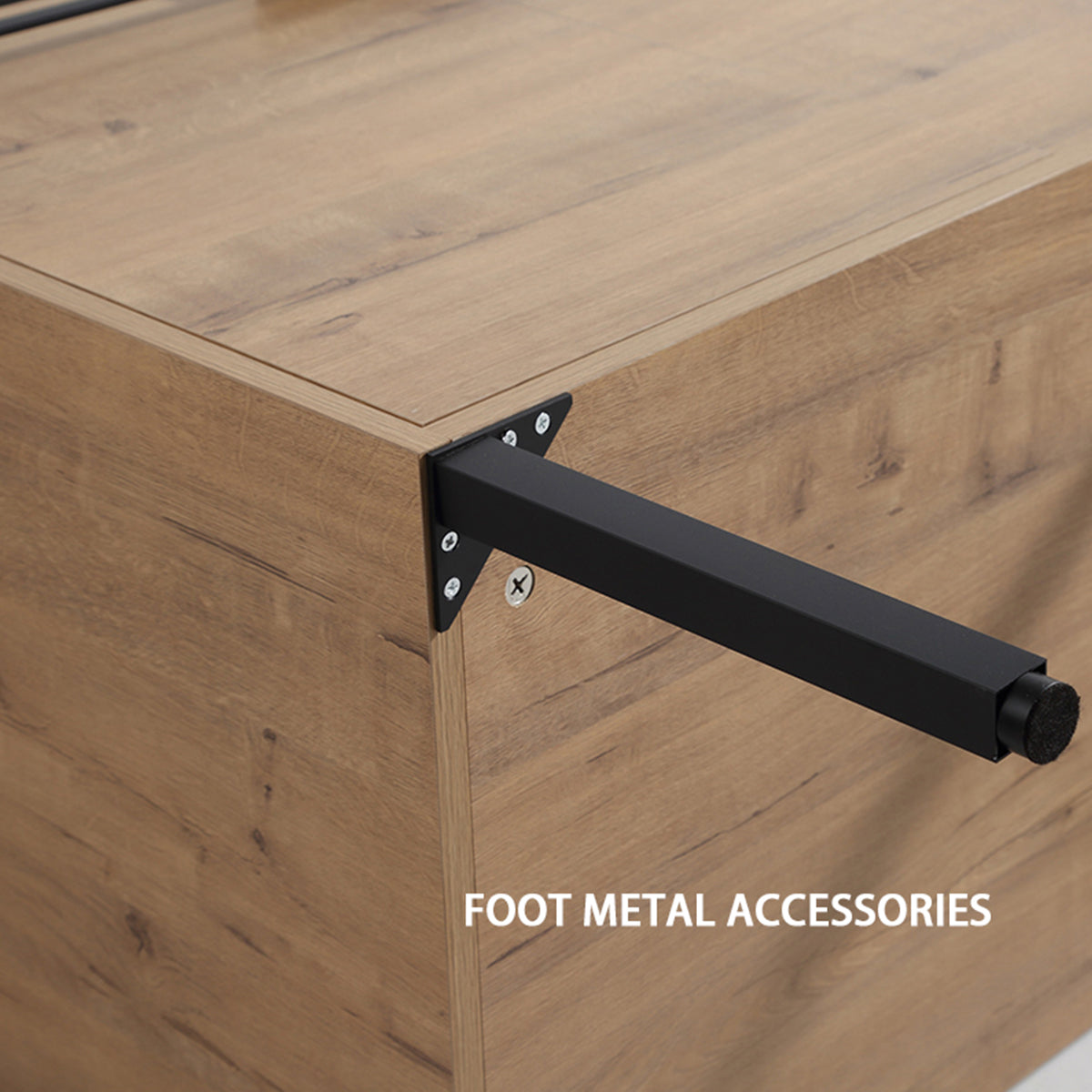 Black metal foot accessory for wooden furniture