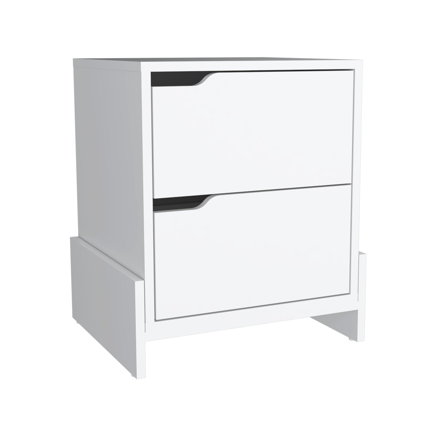 Modern white nightstand with two drawers minimalist design for bedroom storage