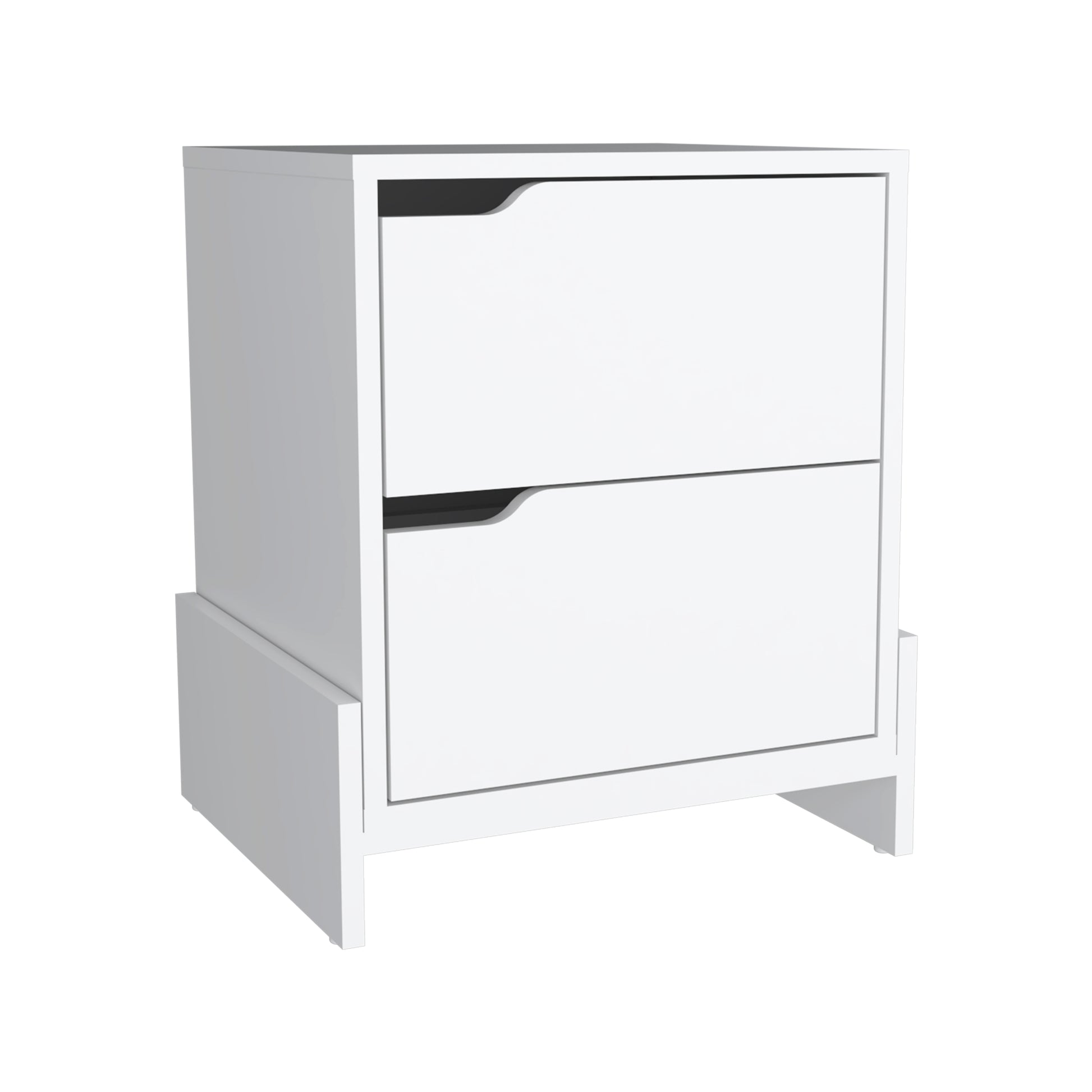 Modern white nightstand with two drawers minimalist design for bedroom storage
