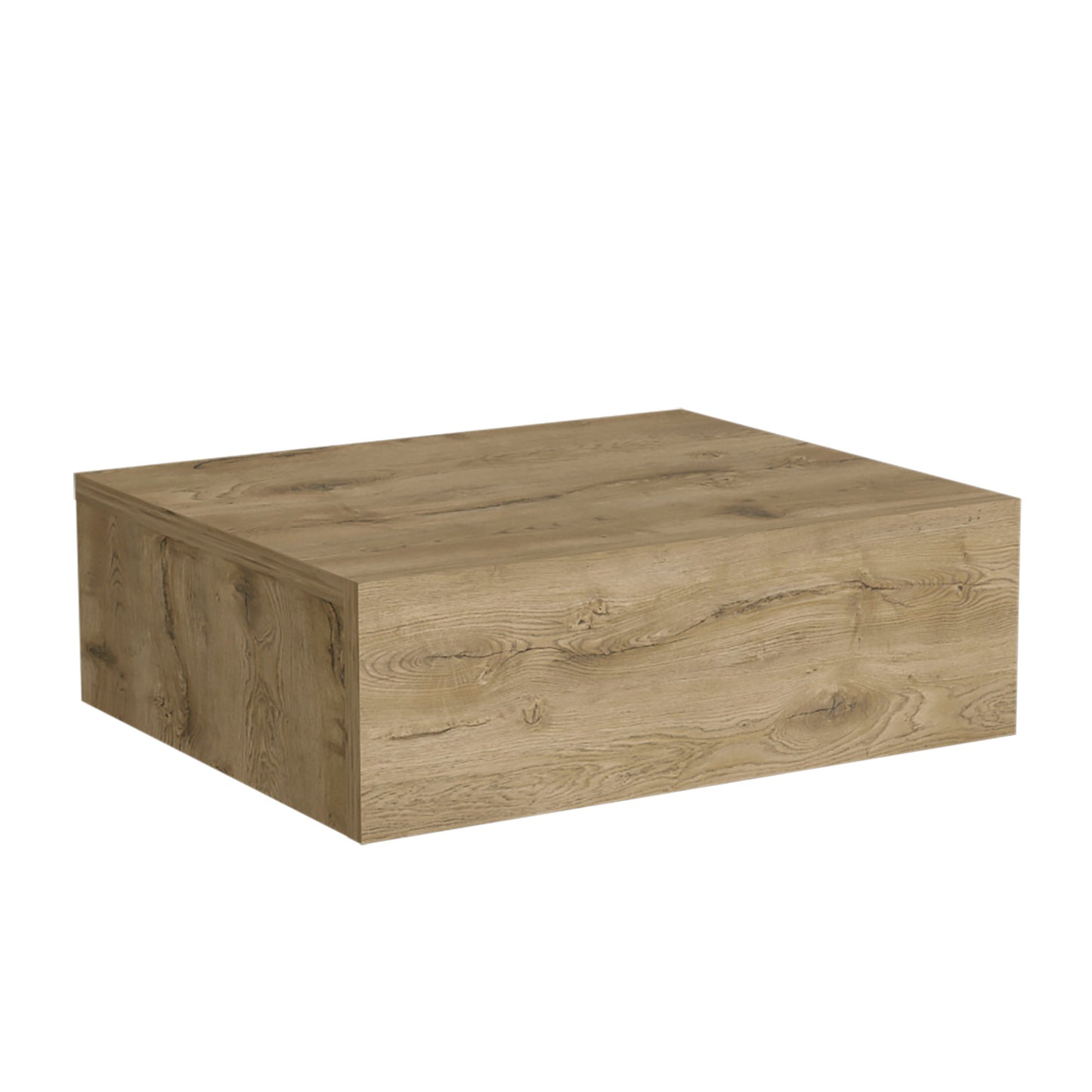 Rustic oak veneer coffee table with clean lines and a modern cubic design