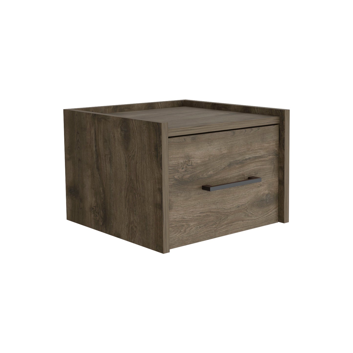 Modern wooden bedside table with a single drawer in rustic oak finish