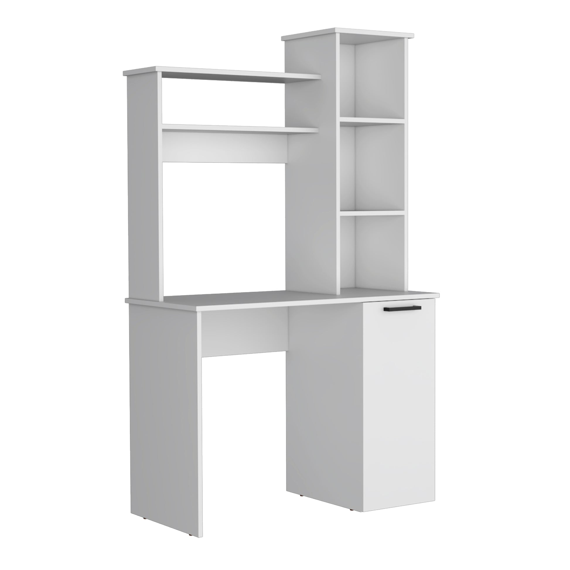 White modern computer desk with hutch and cabinet ideal for home office