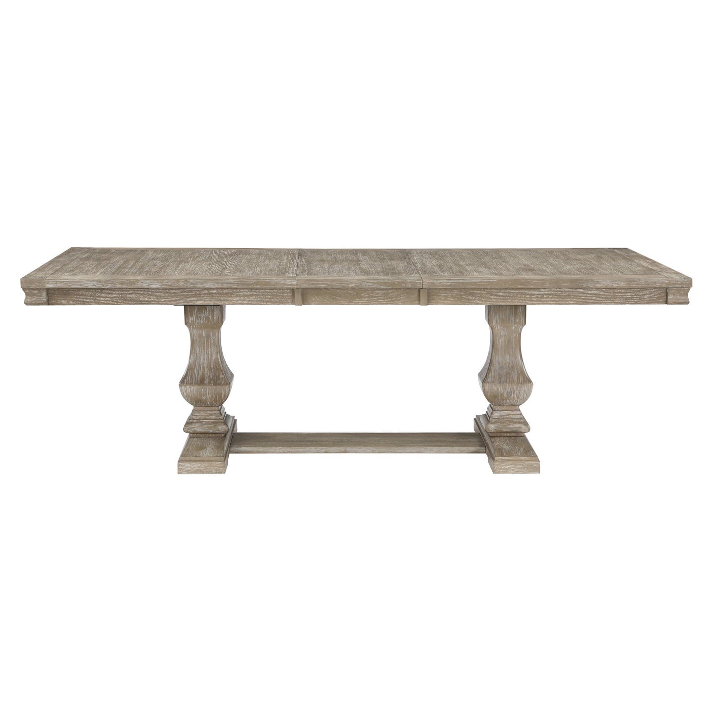 Rustic farmhouse dining table with weathered oak finish