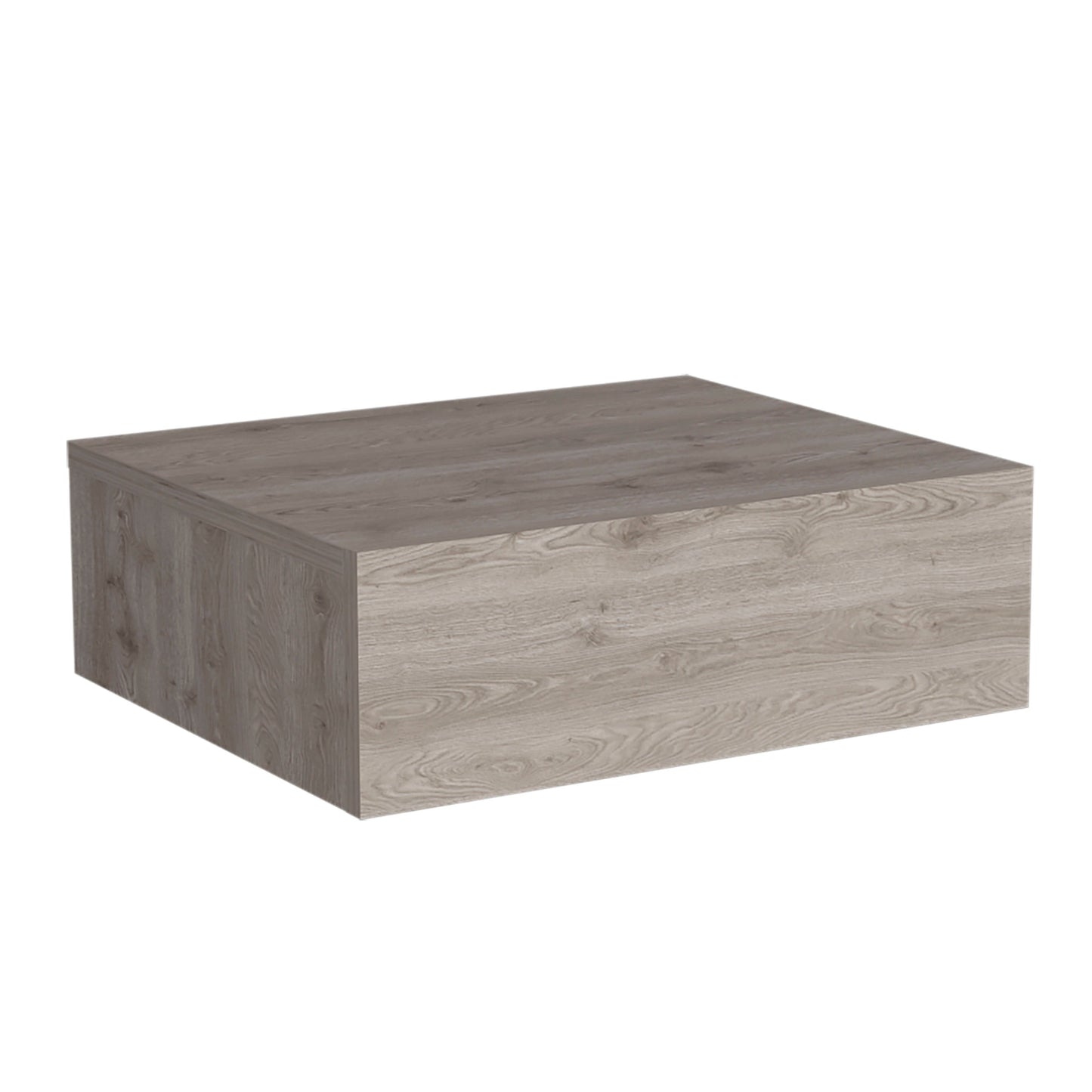 Modern grey oak veneer coffee table simple cube design for living rooms