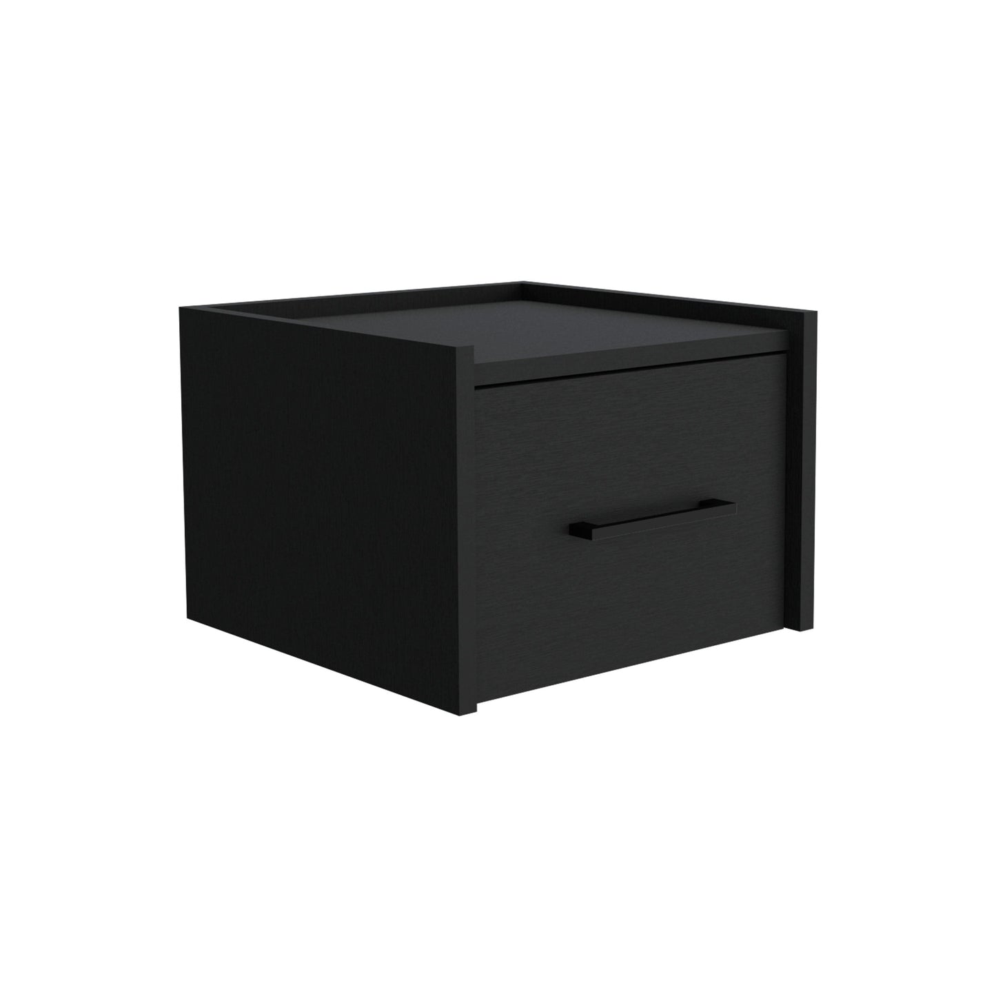 Sleek black modern bedside table with one drawer perfect for minimalist bedrooms