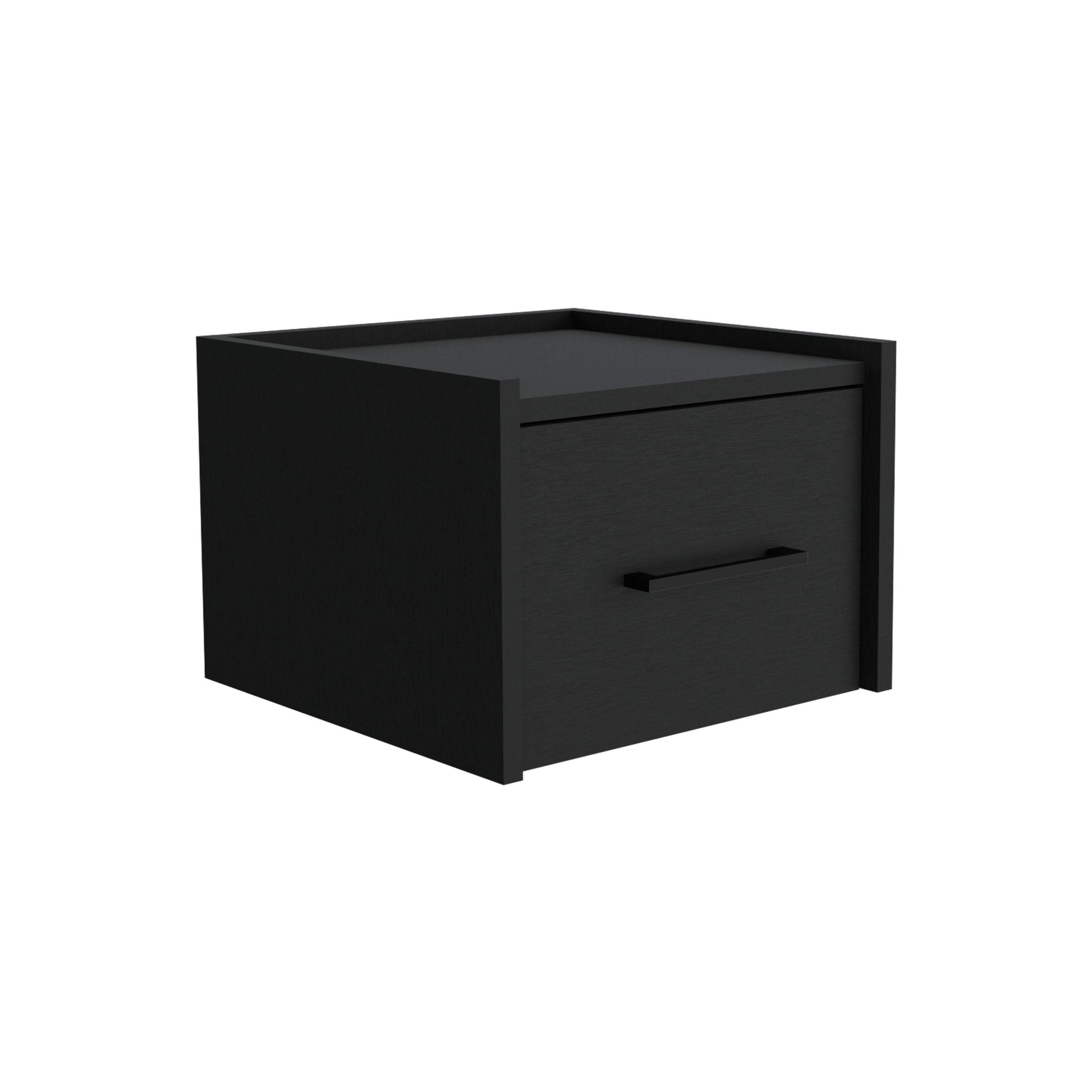 Sleek black modern bedside table with one drawer perfect for minimalist bedrooms