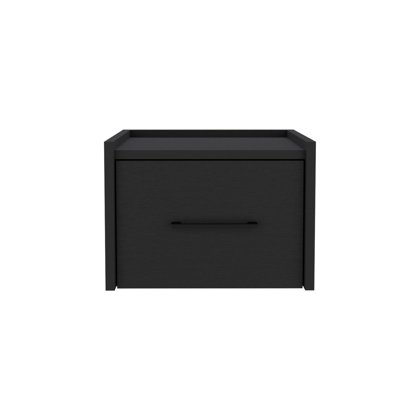 Sleek black modern nightstand with a single drawer and matte finish