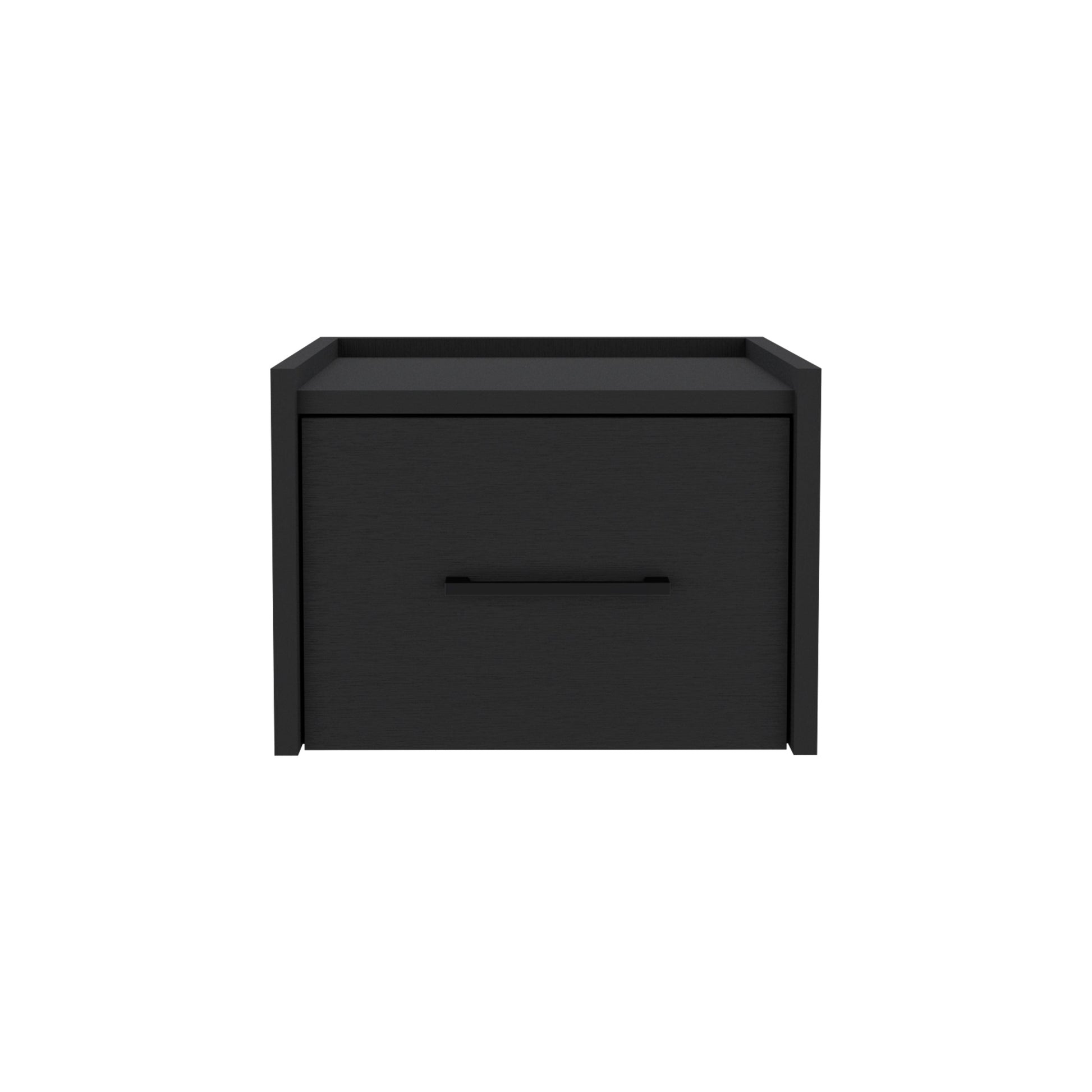 Sleek black modern nightstand with a single drawer and matte finish