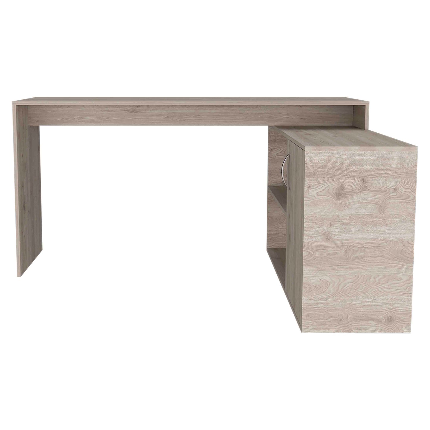 Light oak lshaped computer desk with modern minimalist design