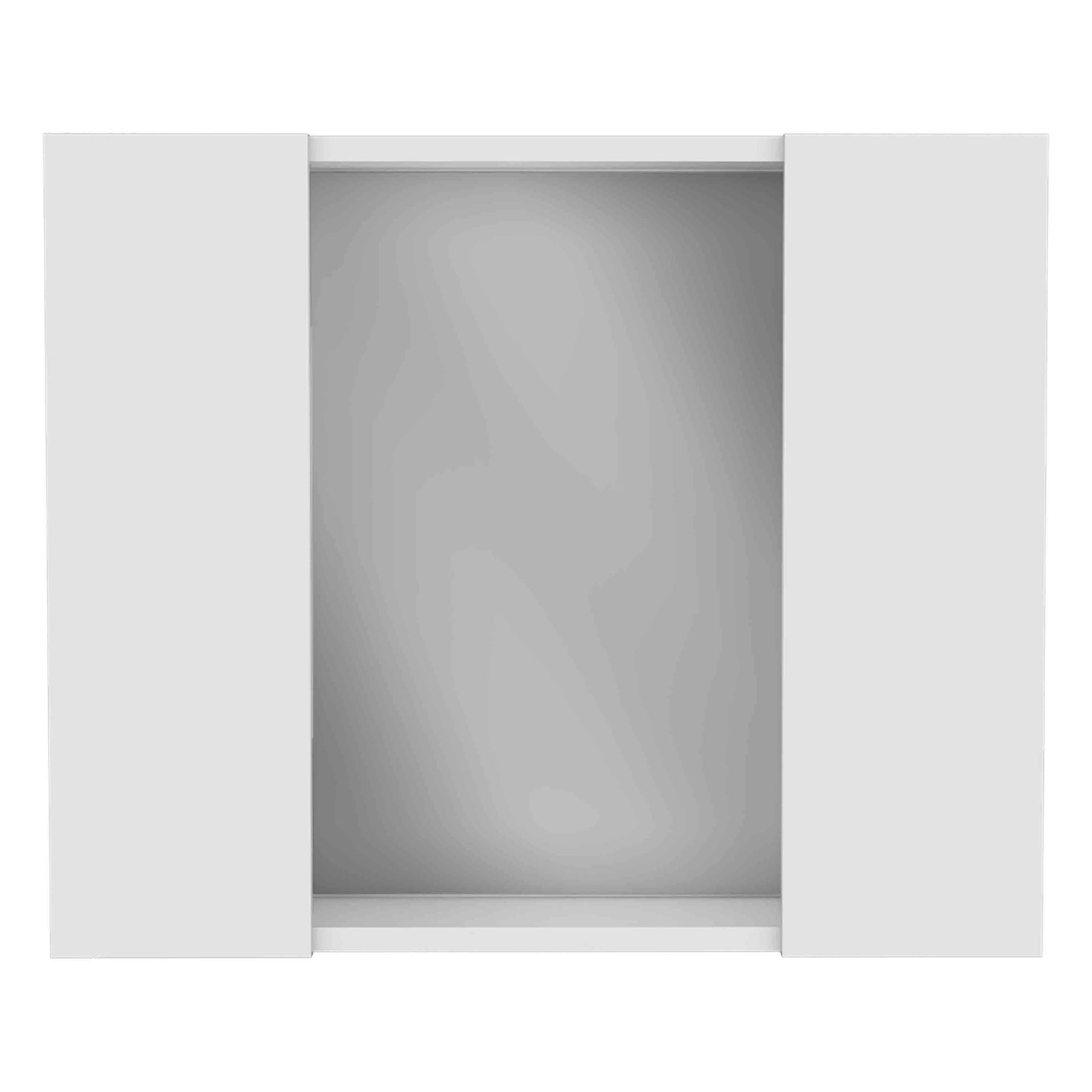 Modern white recessed medicine cabinet with mirrored interior perfect for bathrooms
