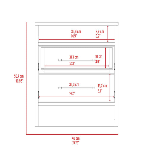 Dimensions of a white threedrawer cabinet  cm height